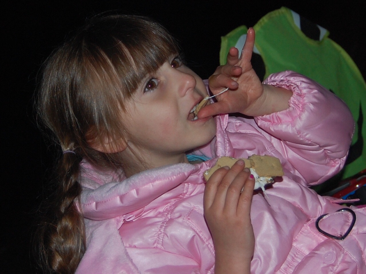 She was so excited to get a smores. She kept asking to "go camping" I think this is what she meant!