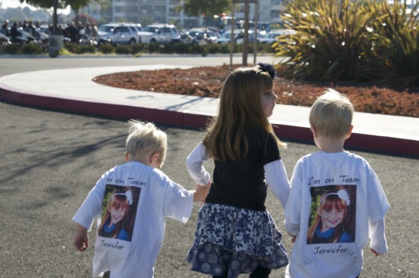 This was a different day.. a day for kids with cancer and their families. .. She dressed her brothers in these shirts. 