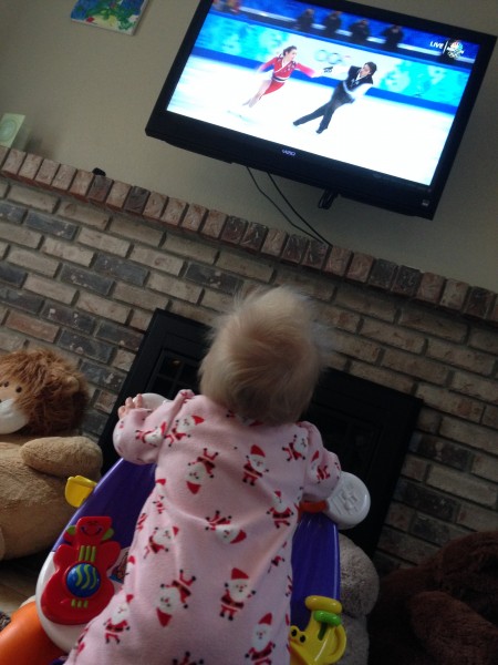 Charlotte watching the Winter Olympics