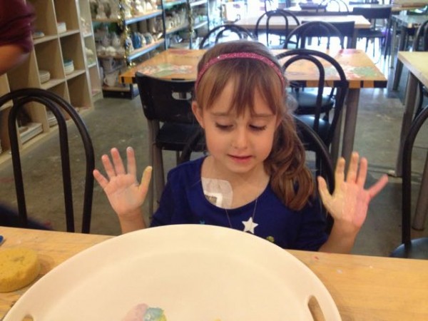 She was so proud of this platter.. Decorated with her rainbow handprints. 