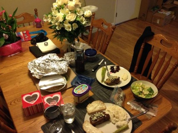 A friend made us a nice meal.. Jonathan came home from preschool with a giant Valentines day card from preschool 